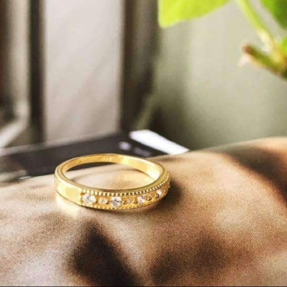 NEW 18k Yellow Gold Diamond Layered Stackable Ring - Picture 7 of 9